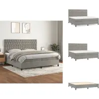 vidaXL Letto a molle con materasso grigio chiaro 200x200 cm in velluto - Letti e strutture letto