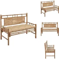 vidaXL Panca da giardino con cuscino 120 cm in bambù - Panche da giardino