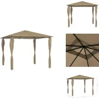 vidaXL Padiglione con coperture per pali 3x3x2,6 m Taupe 160 g/m² - Padiglioni e tende per feste