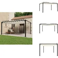 vidaXL Padiglione con tetto a doghe 3x4 m in tessuto crema e alluminio - Padiglioni e tendoni per feste