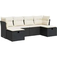 vidaXL Set di divani da giardino a 6 pezzi con cuscini in rattan nero