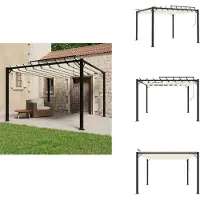 vidaXL Padiglione con tetto a doghe 3x3 m in tessuto crema e alluminio - Padiglioni e tende per feste