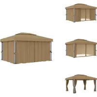 vidaXL Padiglione con tenda 4x3 m Taupe Alluminio - Padiglioni e tende per feste