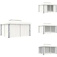vidaXL Padiglione con tenda 4x3 m in alluminio bianco crema - Padiglioni e tende per feste