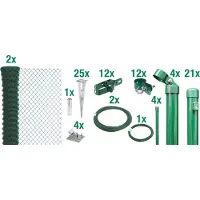 Alberts 632045 Recinzione in rete metallica come set completo, con manicotto a terra carrabile, verde, altezza 175 cm, lunghezza 50 m