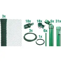 Alberts 634704 Recinzione in rete metallica come set completo di recinzione, per l'installazione nel calcestruzzo, verde, altezza 175 cm, lunghezza 75 m