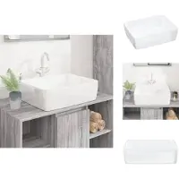 vidaXL Lavabo bianco 48x37x13 cm in Vetroceramica rettangolare - Lavabo da bagno