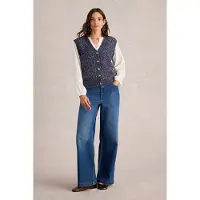 White Stuff Cable Nep Button Through Tank Navy Multi Taglia: 8 | Cardigan Outlet | Donna | Blu