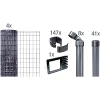 Alberts 669041, sistema completo per recinzione "Fix-Clip Pro", da fissare nel cemento, colore antracite, altezza 81 cm, lunghezza 100 metri