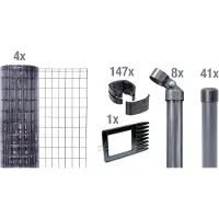 Alberts 669072, sistema completo per recinzione "Fix-Clip Pro", da fissare nel cemento, colore antracite, altezza 102 cm, lunghezza 100 metri