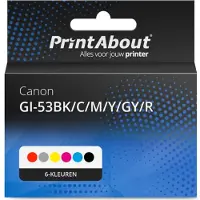 PrintAbout Cartuccia compatibile Canon GI-53BK/C/M/Y/GY/R - 6 colori Multipack