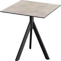 Veba Tavolino da terrazzo Infinity Tripod, struttura nera + piano in HPL color pietra di luna, 70x70 cm, 1 pezzo
