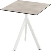 Veba Tavolino da terrazzo Infinity Tripod, struttura bianca + piano in HPL color pietra di luna, 70x70 cm, 1 pezzo