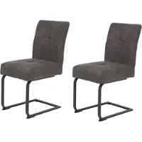 Hela Tavoli , set di 2 sedie a sbalzo, sedia per sala da pranzo LUISE - rivestimento vintage antracite - sedile comfort con cestino a molla - struttura quadrata in metallo - portata 120kg