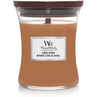 Woodwick Santal Myrrh candela profumata con stoppino in legno 275 g