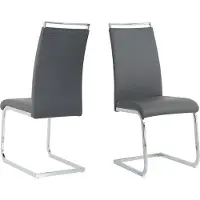 Möbilia Set di 2 sedie a sbalzo | Similcuoio | struttura a sbalzo | L 42 x P 58 x H 101 cm | grigio - argento | 21020062 | serie STUHL