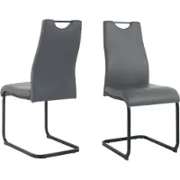 Möbilia Set di 2 sedie a sbalzo | Similcuoio | struttura a sbalzo | L 42 x P 56 x H 98 cm | grigio - nero | 21020056 | serie STUHL