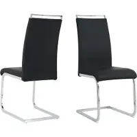 Möbilia Set di 2 sedie a sbalzo | Similcuoio | struttura a sbalzo | L 42 x P 58 x H 101 cm | nero - argento | 21020064 | serie STUHL