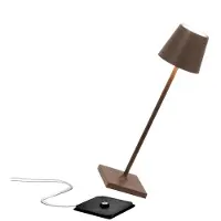 Zafferano Lampada LED da tavolo ricaricabile Poldina micro, marrone ruggine,