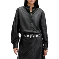 AllSaints Sara Leather Shirt Black Taglia: M | Magliette intime Outlet | Donna | Nero