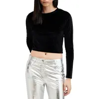 AllSaints Regina Velvet Top Black Taglia: 8 | Maglie a manica lunga Outlet | Donna | Nero