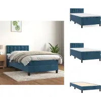 vidaXL Letto a molle con materasso blu scuro 90x190 cm in velluto - Letti e strutture letto