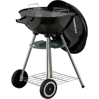 Relaxdays Barbecue a sfera , Ø 44 cm, griglia, barbecue a sfera con vaschetta raccogli cenere, barbecue a carbonella con ruote, barbecue, nero