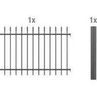 Alberts 510367 Set di prolunghe per recinzione Chaussee, per la posa nel calcestruzzo, antracite, altezza 100 cm, lunghezza 2 m