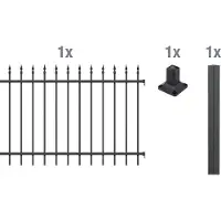 Alberts 510398 Set di prolunghe per recinzione Chaussee, da avvitare, nero opaco, altezza 120 cm, lunghezza 2 m