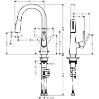 Hansgrohe Talis S M51 Mitigeur monocommande de cuisine 160, douchette coulissante, 2 jets, 72815000, 72815000