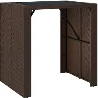 vidaXL Tavolo da bar con piano in vetro marrone 105x80x110 cm in poly rattan - Tavoli da giardino