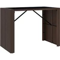 vidaXL Tavolo da bar con piano in vetro marrone 145x80x110 cm in poly rattan - Tavoli da giardino