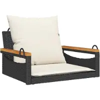 The Living Store Sedia sospesa con cuscino nero 63x62x40 cm Poly Rattan