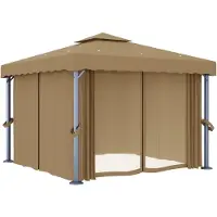 The Living Store Padiglione con tenda 3x3 m Alluminio Taupe
