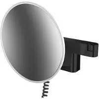Emco LED miroir de rasage et de maqu'illage, modèle mural, double bras articulé, grossissement 3x, rond, cordon spiralé et prise, 109513341, 109513341