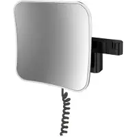 Emco LED miroir de rasage et de maqu'illage, grossissement 5x, rectangulaire, double bras articulé, câble spiralé, prise, 109513351, 109513351