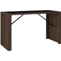 vidaXL Tavolo da bar con piano in vetro marrone 185x80x110 cm in poly rattan - Tavoli da giardino