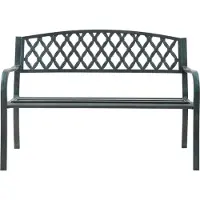 Casa.pro Panchina da giardino 'Opsasar' per 2-3 persone acciaio 127 x 53,5 x 88 cm Grigio scuro con patina verde