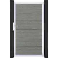 GROEN & JANSSEN Cancello di recinzione a innesto GroJa BasicLine 100x180 cm, telaio universale DIN in alluminio EV1 Grigio Cenere Taglio
