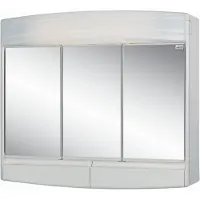 Differnz Topas-Eco: mobile da bagno con specchio e illuminazione - Mobile da bagno in plastica con 3 ante, 2 cassetti e ripiano regolabile - Bianco