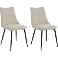 ByLiving Set di 2 sedie da pranzo CARLO / Tessuto intrecciato color taupe / Struttura in metallo nero / Sedia da cucina / L 59, A 88, P 47 cm