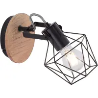 JUST LIGHT Applique Jaro regolabile nero/legno 1 luce
