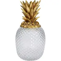 Kare Scatola decorativa Ananas, altezza 31 cm, vetro, trasparente, oro