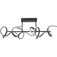 JUST LIGHT Plafoniera LED Curls, nera, metallo, lunghezza 82 cm, dimmerabile