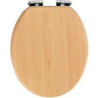 Wenko SEDILE WC FAGGIO NATURALE Meccanismo di chiusura morbida Coperchio per occhiali Design in MDF