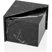 Wohnling tavolino da caffè set di 2 MONOBLOC tavolino da divano nero lucido con aspetto marmoreo tavolo da salotto angolare tavolo da salotto nidificante
