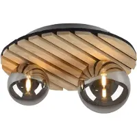 JUST LIGHT . Plafoniera Gerda Stika, rotonda, a 2 luci, in legno