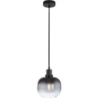 JUST LIGHT Lampada a sospensione Zea, a 1 luce, grigio fumo/nero, vetro, E27