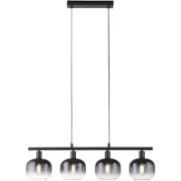 JUST LIGHT Lampada a sospensione Zea, a 4 luci, grigio fumo/nero, vetro, E14