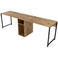 Skye Decor , Scrivania doppia - Pino Atlantico, Nero, Scrivanie, Pino Atlantico, 240 x 74 x 60 cm